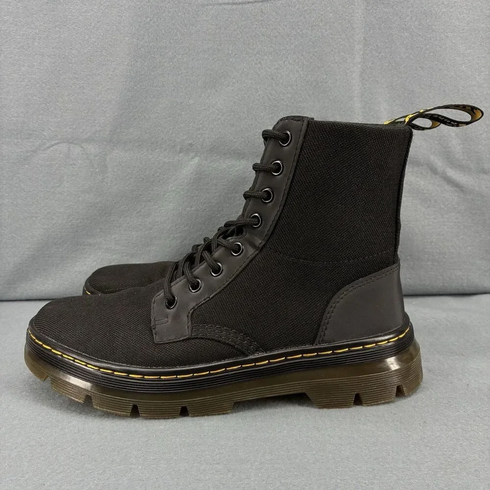 Dr. Martens Combs II Black Canvas Combat Boots Men’s US 8 Women’s US 9 Lace Up